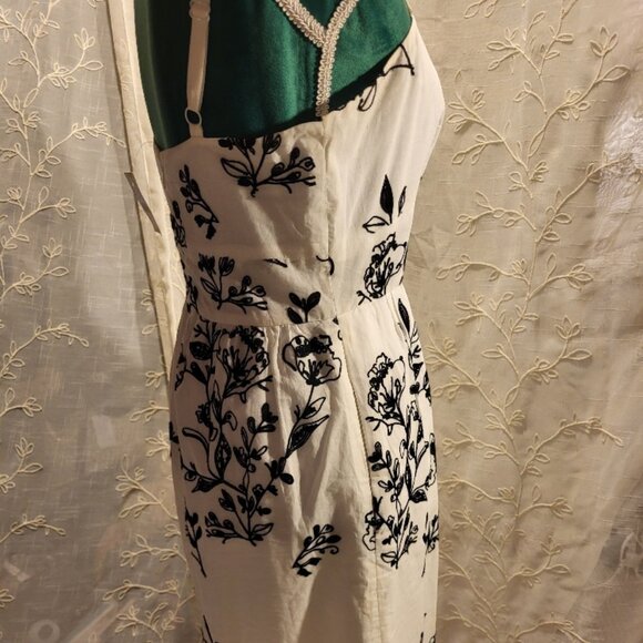 JCrew Women's Embroidered Sundress Off-White & Black 4 - Picture 5 of 11